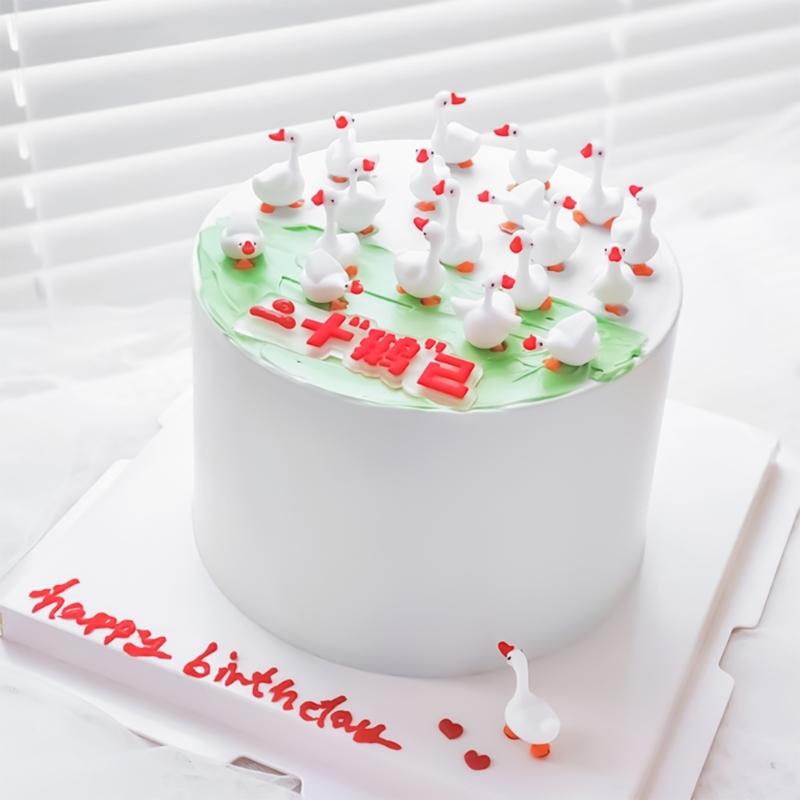 Miniature Geese Cake Decoration 3cm Rubber Duck Cake Ornament For Kids Birthday Baby Showers Anniversary Celebration