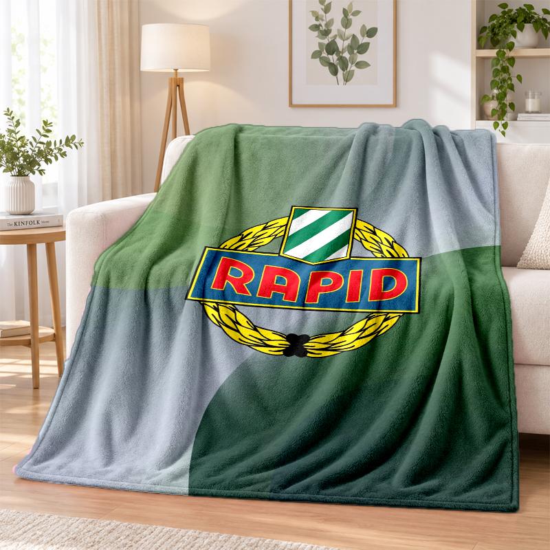 Rapid Wien FC Printed Flannel Blanket Warm Comfort Bed Throw For Indoor Home Decoration