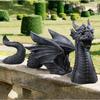 Elegant Black And Silver Three-section Dragon Sculpture Perfect For Garden Art Displays