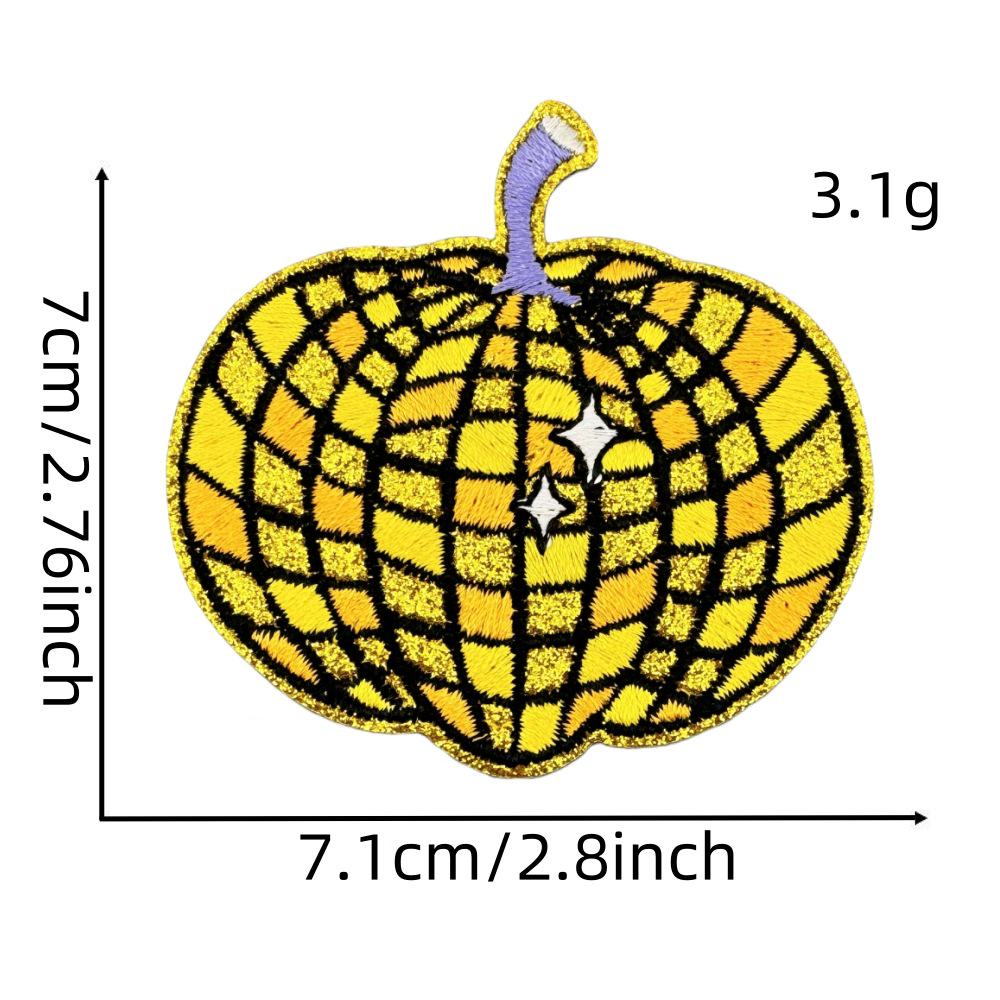 Shiny Gold Edged Embroidered Plaid Fruit Patch for Clothing Decoration