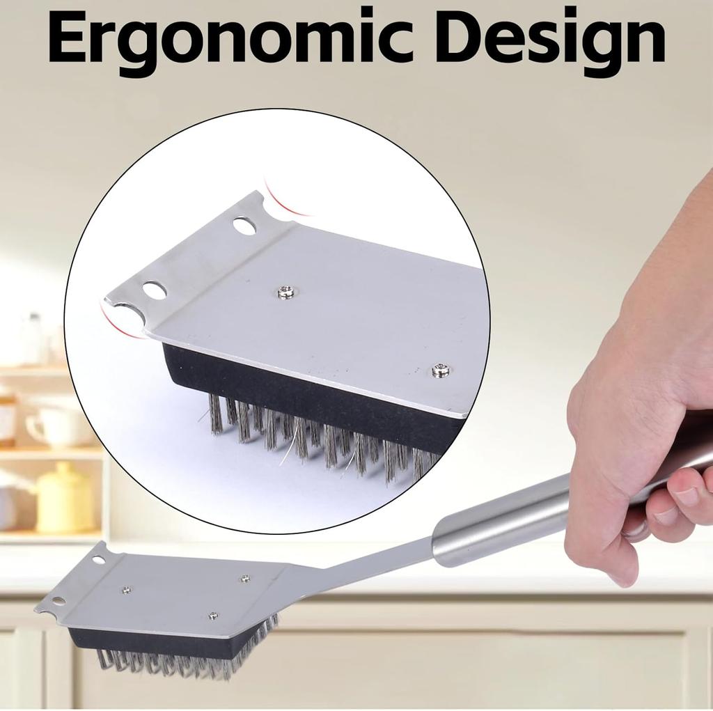 2 Pack Grill Brush and Scraper16.5” & 14” Wire BBQ Grill Brush for Outdoor Grill 304 Stainless Steel Cleaning Brush BBQ Grill Accessories