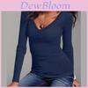 Maglia Intima Scollo a V Accogliente Slim a Maniche Lunghe Tinta Unita per Autunno e Inverno