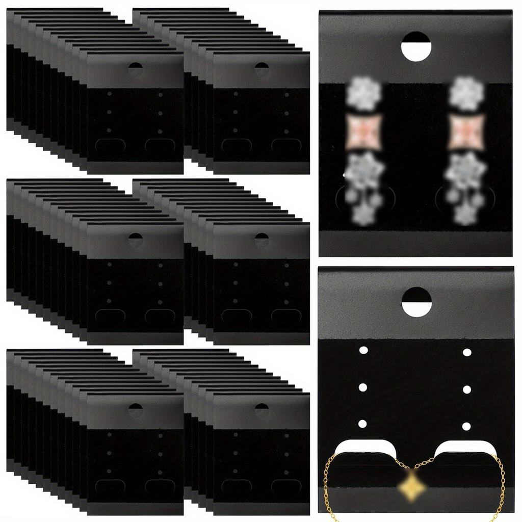 100 Pieces Black Velvet Plastic Display Card Earrings Card Holder for Earrings, Studs Jewelry Accessory Display