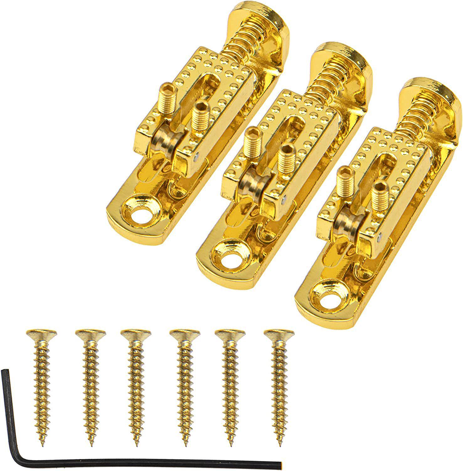 Electric Guitar String Saddle Roller Bridge - 3 String Pull Plates Roller Split Bridge (Set of 3)