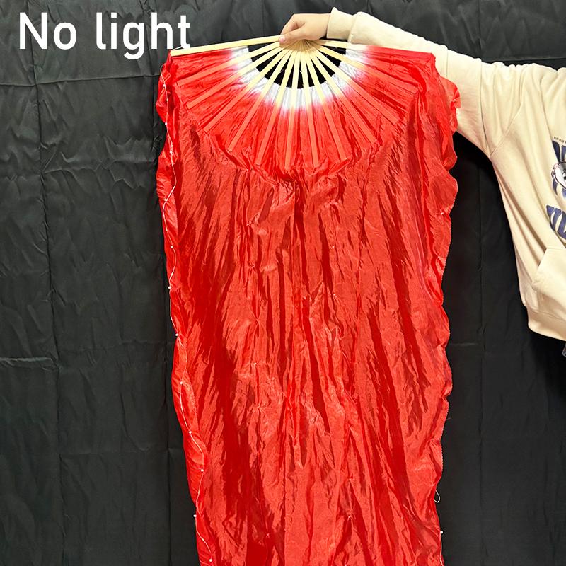 1.5M LED Dance Fan Belly Dance Ballet Fan Women Dance Party Stage Show Props LED Long Silk Fans Glowing Silk Cloth Hand Held Fan