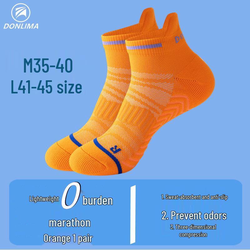

Quick-Dry Non-Slip Compression Running Socks for Men & Women – Breathable, Short Crew with Terry Bottom M (US 5-8) оранжевый