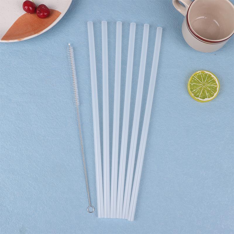 6Pcs Plastic Clear Straws Reusable Straw With Cleaning Brush 31Cm Drinking Straws For Water Bottle Travel Tumblers Accessories