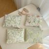 Quadratische Blume Reißverschluss Canvas Make-up Toilettenartikel Organizer Taschen Klein Baumwolle Bad Waschen Kosmetiktasche Handy Aufbewahrungstasche