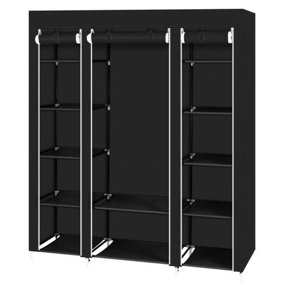 Closet Wardrobe Portable Closet for Bedroom Clothes Rail with Non-Woven Fabric Cover Clothes Storage Organizer  12 Compartments