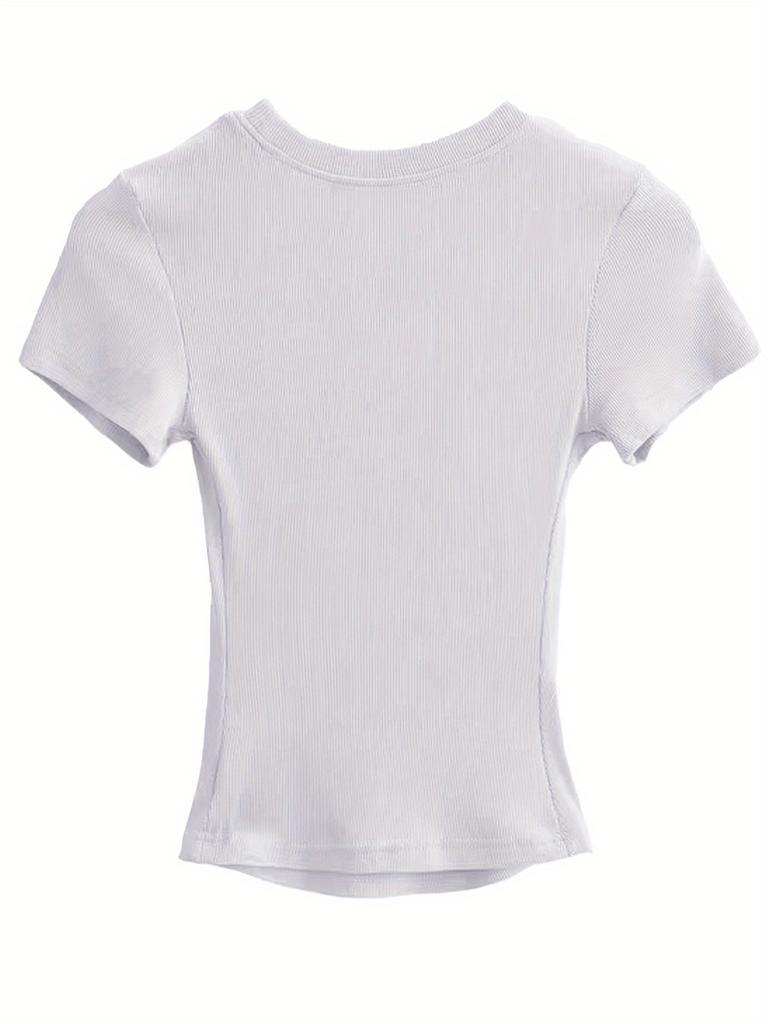 Women's Short-Sleeve Slim-Fit Cropped T-Shirt For Spring And Summer