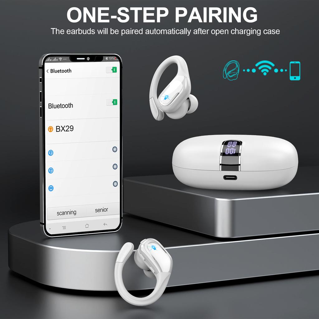 Wireless Earbuds, Bluetooth 5.3 Headphones Sport, Bluetooth Earbuds with ENC Noise Canceling Mic, Bass Stereo Wireless Earphone