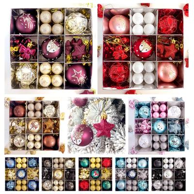 Cross-border Christmas Ornament Set: Hand-painted Star, Bow Tie, and Irregular Round Balls