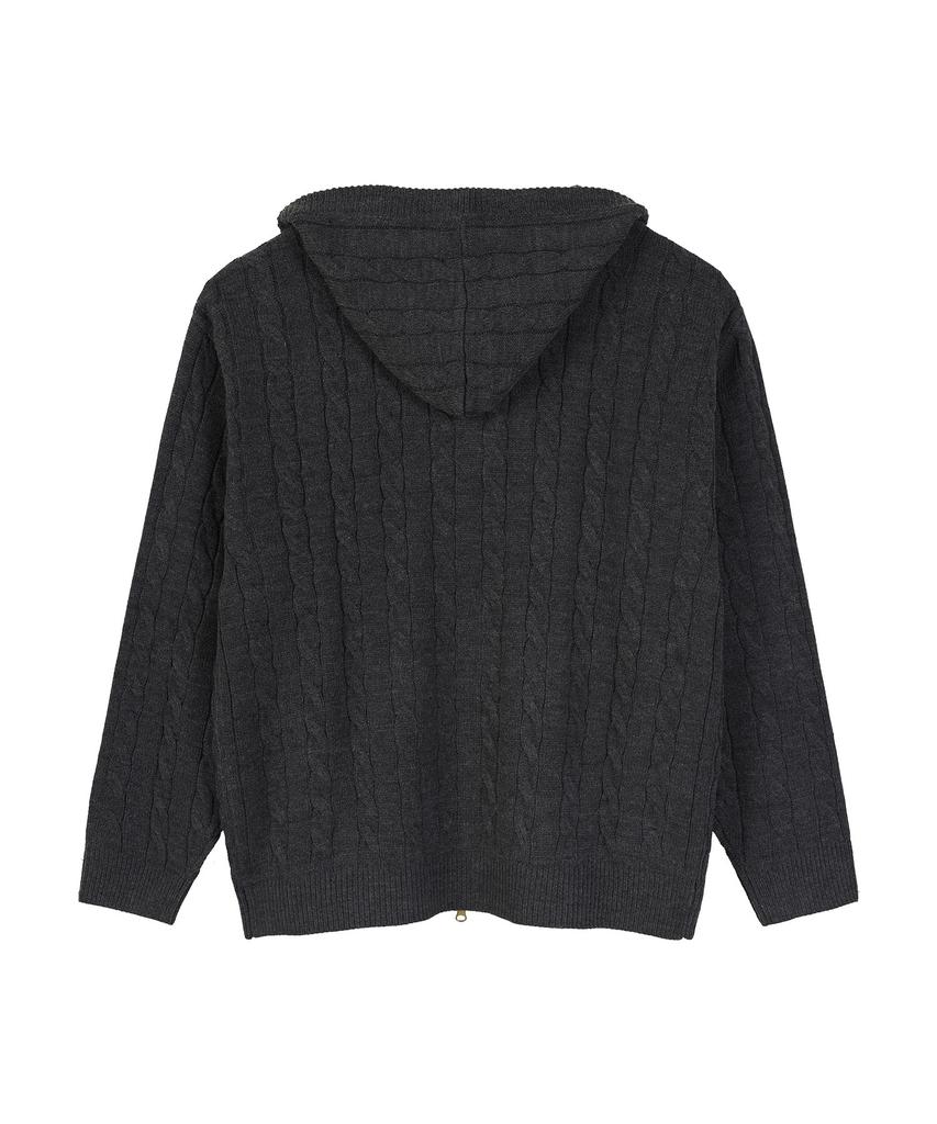 Outdoor Products Cable Knit Zip-Up Hoodie (Charcoal)