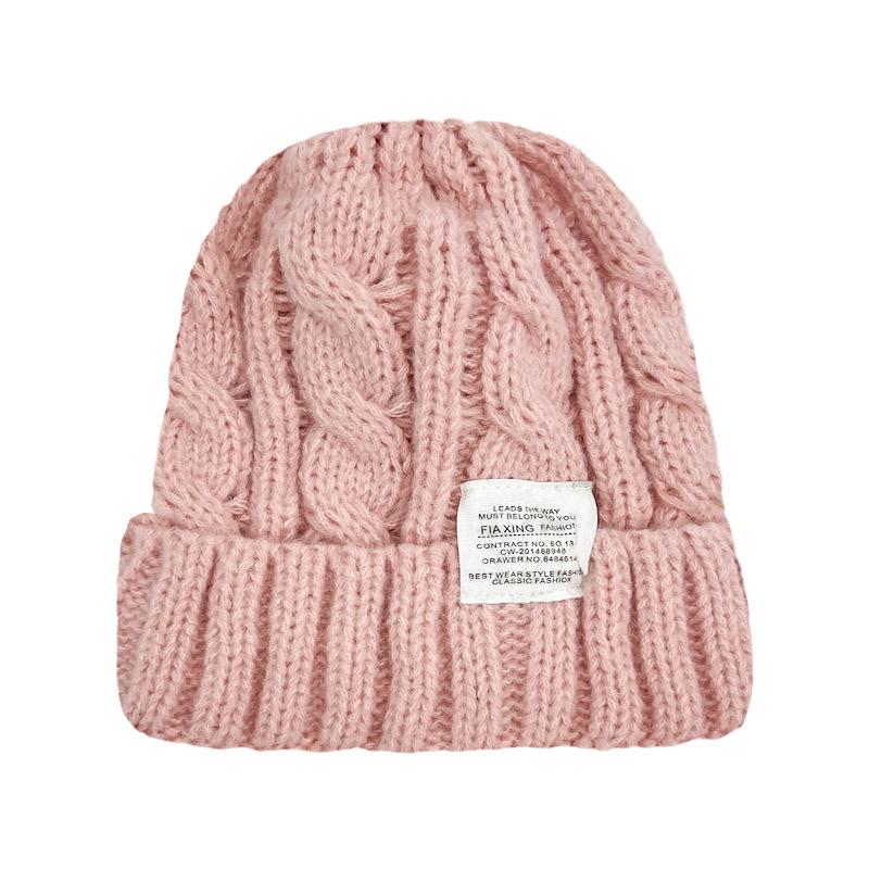New Solid Color Twist Wool Hat Women's Winter Warm and Cold Hat Men's Versatile Jacquard Letter Knitted Hat