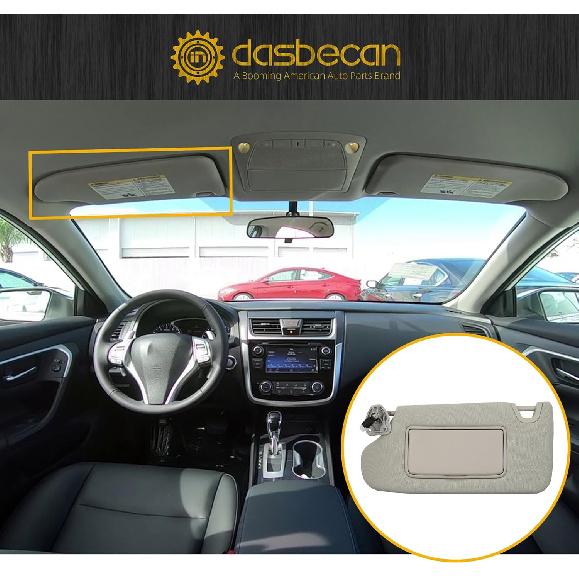 Dasbecan Gray Left Driver Side Sun Visor Compatible With Nissan Altima 2013 2014 2015 2016 2017 2018 With Mirror And Vanity Light Without Sunroof