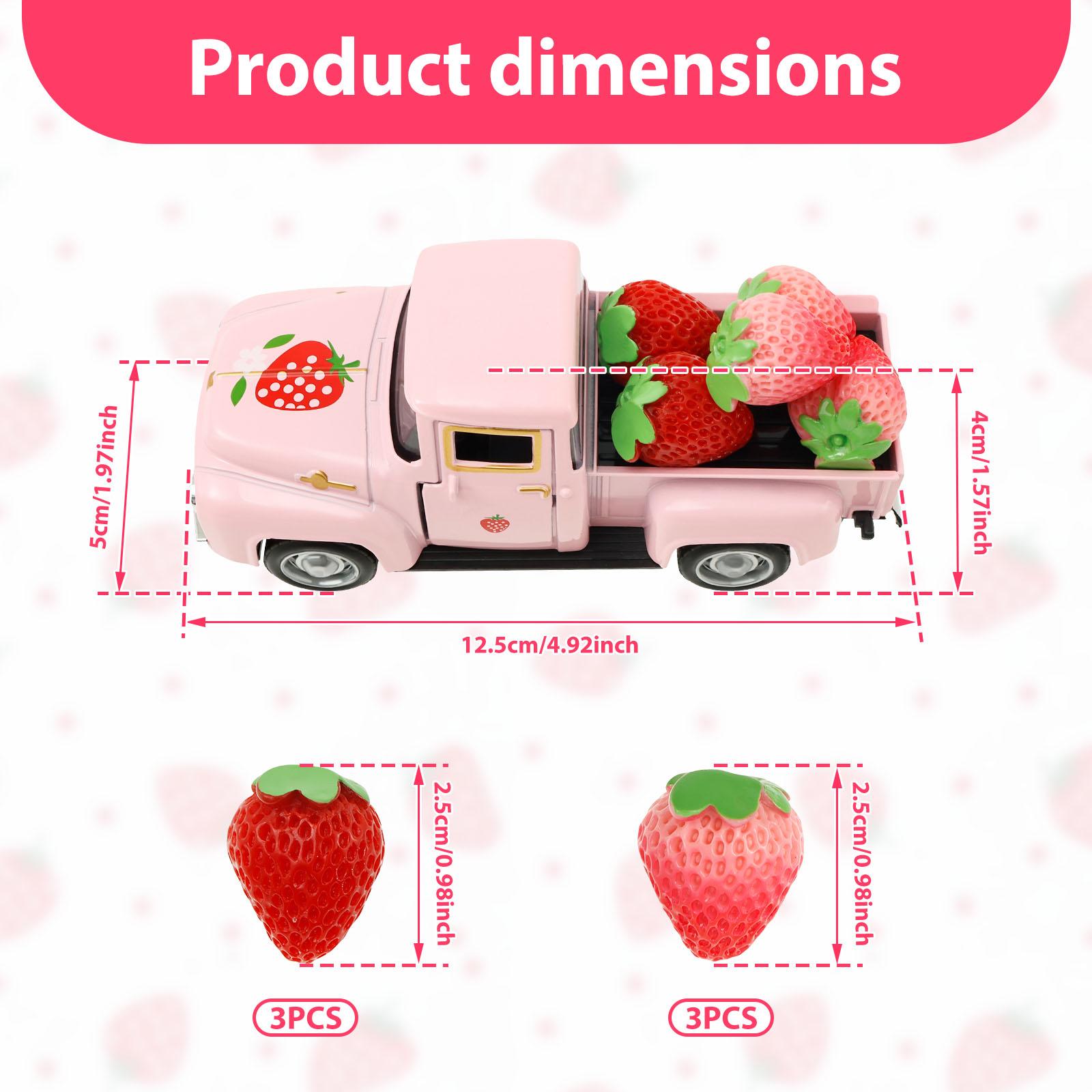 

Metal Strawberry Vintage Truck Decor Fade Resistant Truck Table Decor Cute Shape Mini Metal Car Decoration Portable for Party