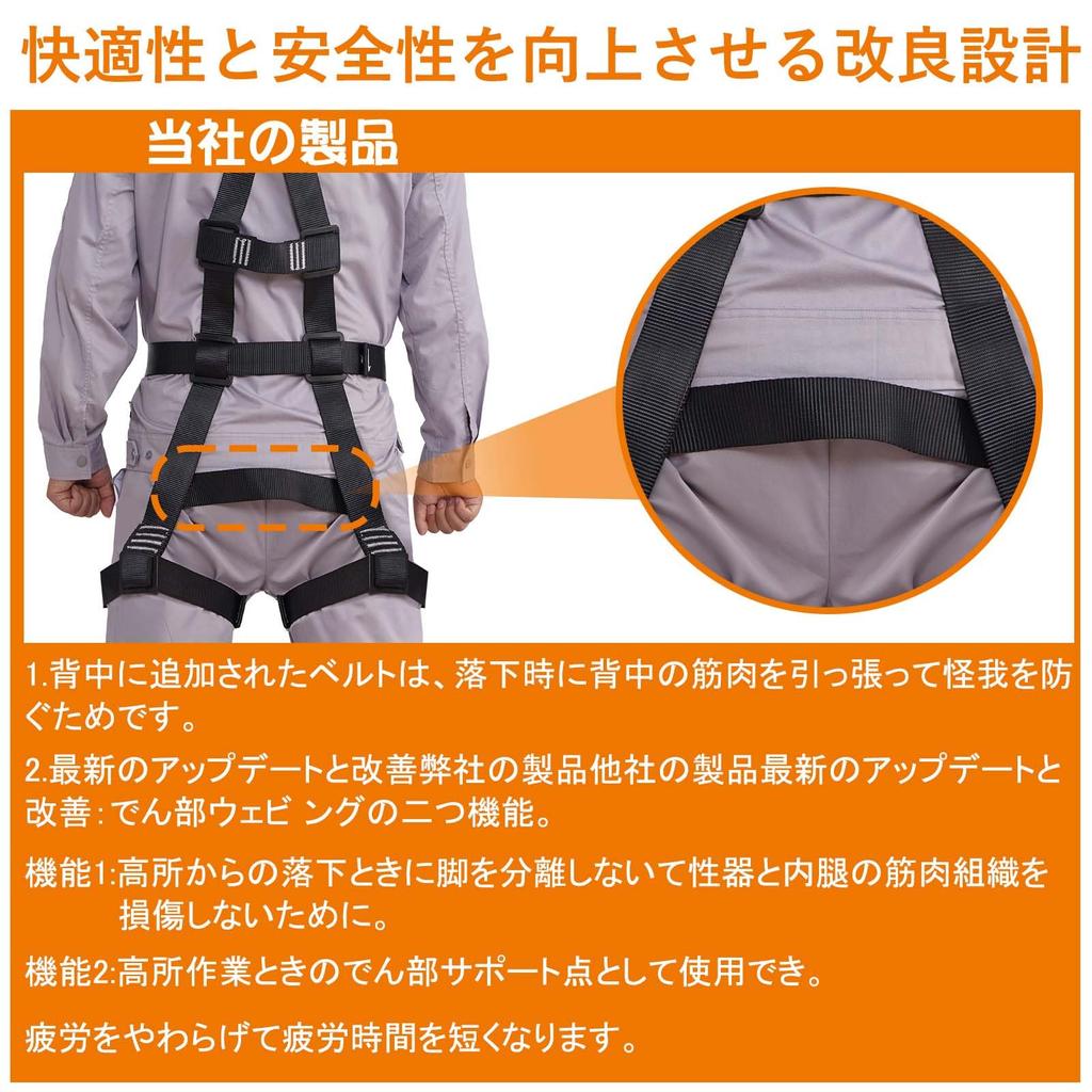 Lifning Safety New Standard Fall Arrest Adjustable Size Full-Body Harness, Set, Device, (Black)