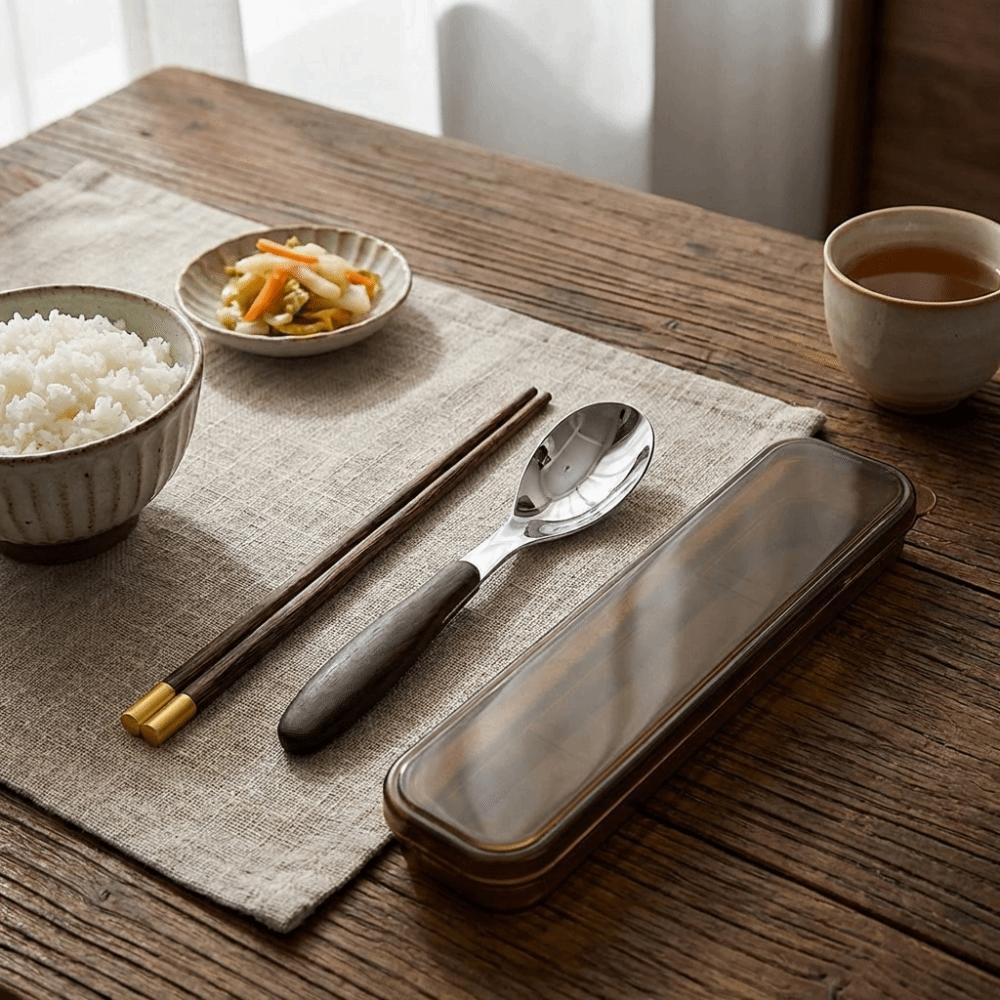 Wood Grain Handle Wooden Chopsticks Set Rust-proof Travel Flatware Meal Preparation