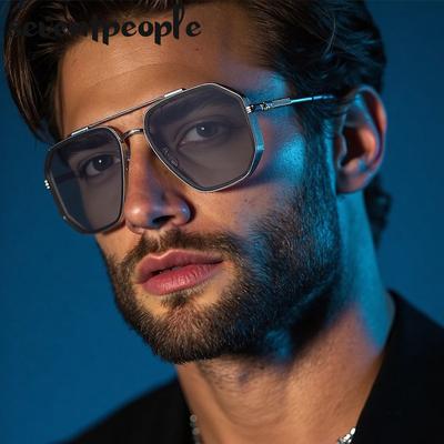 Gafas de Sol Cuadradas Oversize Estilo Steampunk para Hombre Marca de Lujo Montura Metálica Vintage Doble Puente Gafas de Sol para Conducir Hombres