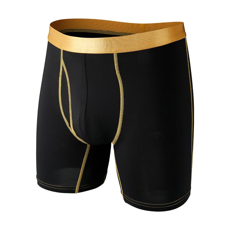 Men's Long Leg Boxer Shorts Ice Silk Sexy U Open Penis Pouch Sports Underwear EUR Size Panties Breathable Male Underpants