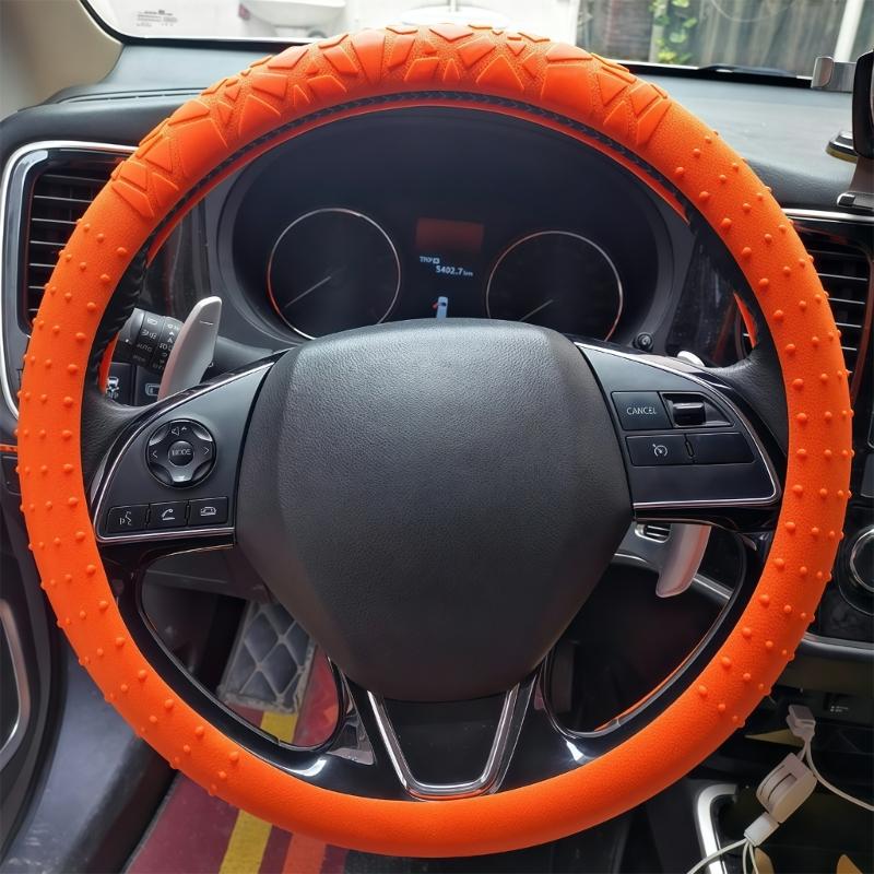 Car Steering Wheel Protector Covers 15inch Anti Slip Cover Elastic Geometric Pattern Cover Silicone Car Accessories