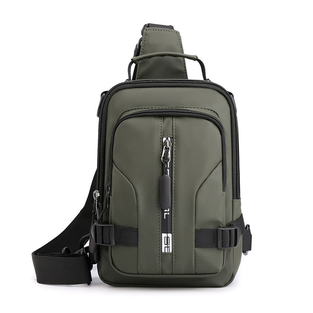 

USB Charging Port Travel Shoulder Bag Men Small Backpack Nylon Crossbody Bag Messenger Chest Bag армія зелений колір