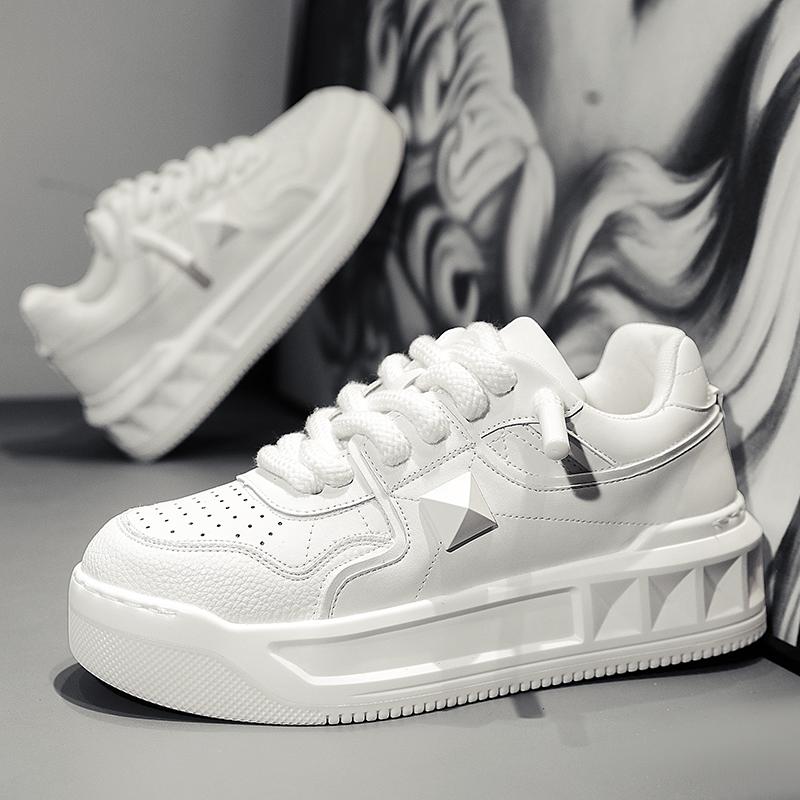 Fashion White Casual Sports Shoes Men's Leather Low-Top Fashion Trend Easiest for Match Running Shoes Skateboard Shoes Suitable for Spor