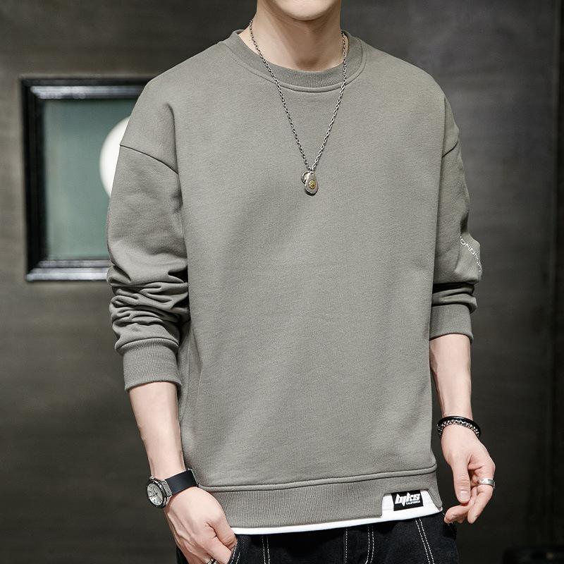 Sweater Men's Casual Wear with Spring and Autumn Korean Men's Top Bottoming Shirt Slim Round Neck Men.