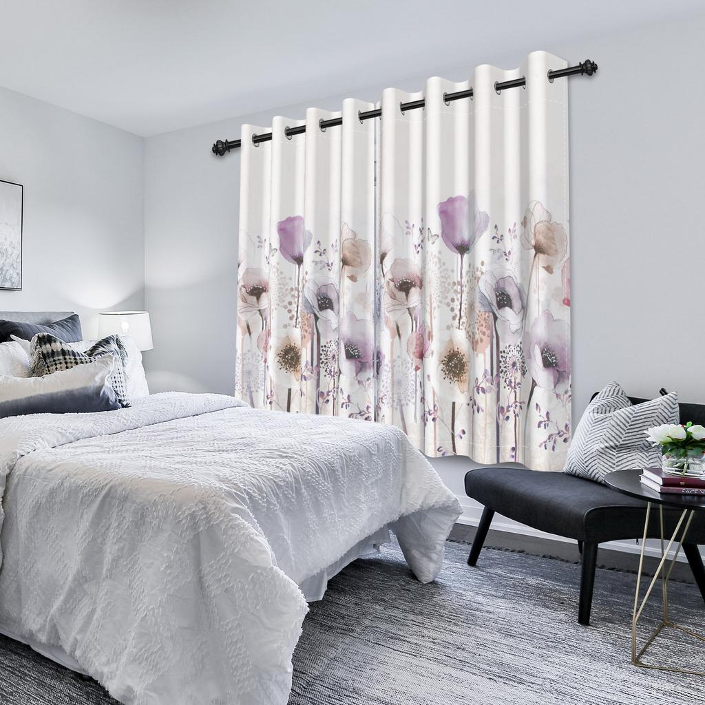 2ks Květinové okenní závěsy Akvarelový botanický potisk Polyesterové zatemňovací závěsy Kuchyň Obývací pokoj Pokoj pro dívky Dekor Závěs