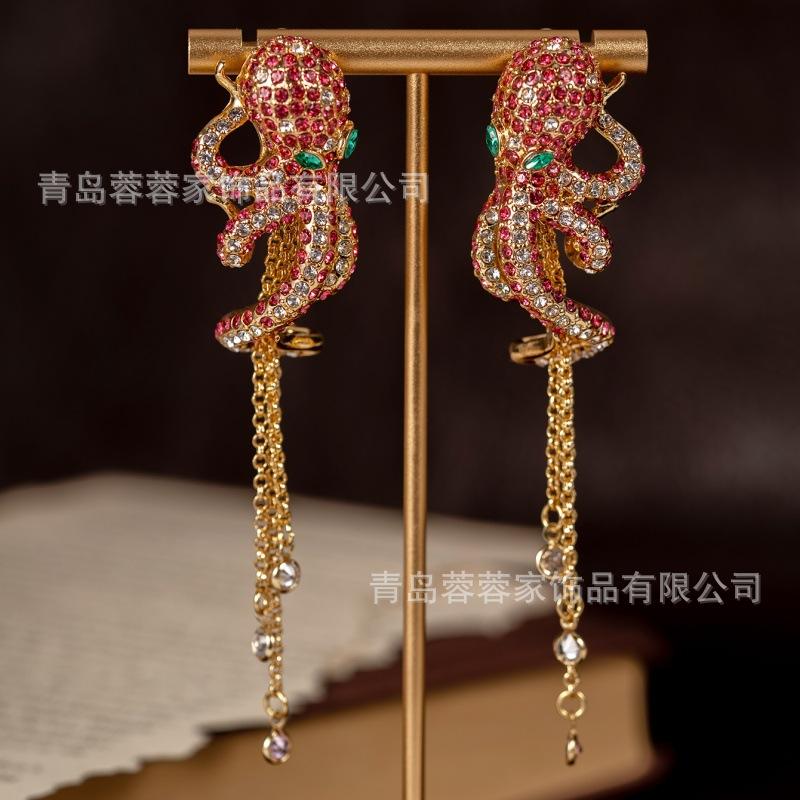 Mid Ancient Style Earrings With Exaggerated Full Heavy Industry Octopus Personalized Niche Design Retro