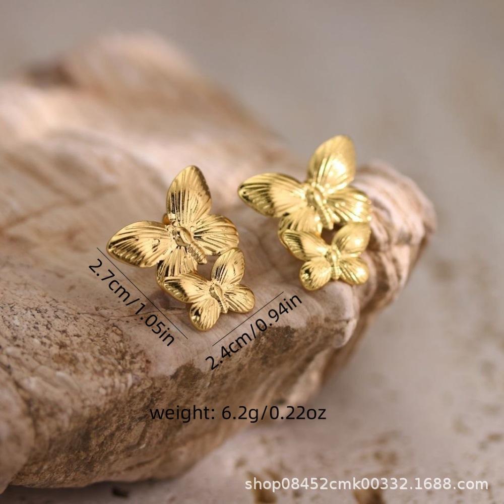 Stainless Steel 18K Gold-Plated Geometric Irregular-Shaped Earrings for Women