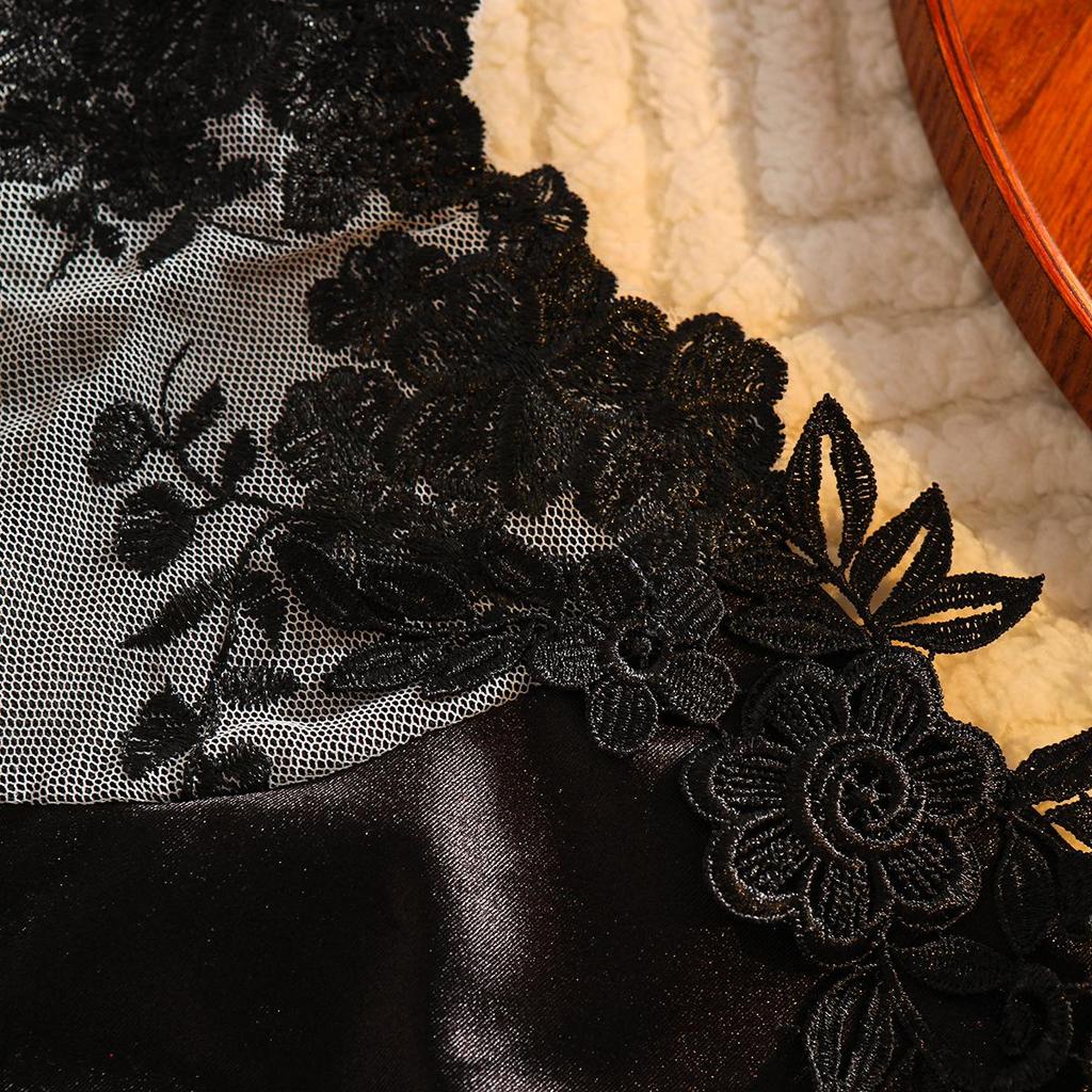 2025 Heißes Schwarzes Besticktes Französisches Spitzen-BH- und Höschen-Set
