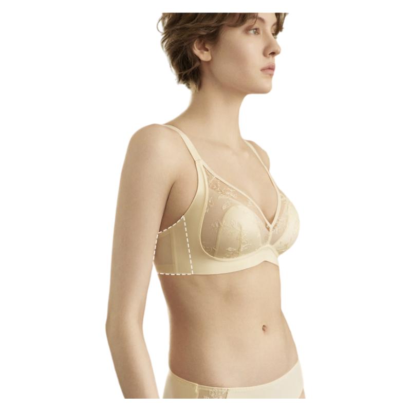 ubras Sunlight Vanilla Lace Rabbit Ear Cup Large Breast Bra Wireless Brassiere