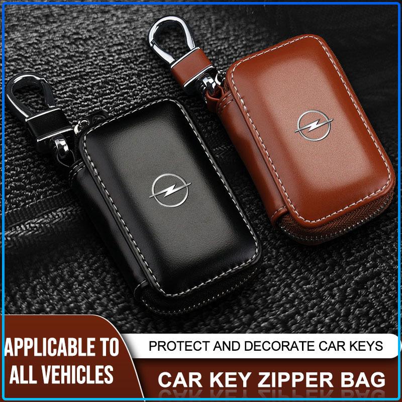 Leather Car Key Case Keychain Zipper Key Case Bag Accessories For Opel Astra H G Corsa Insignia Astra Antara Meriva Zafira Interior