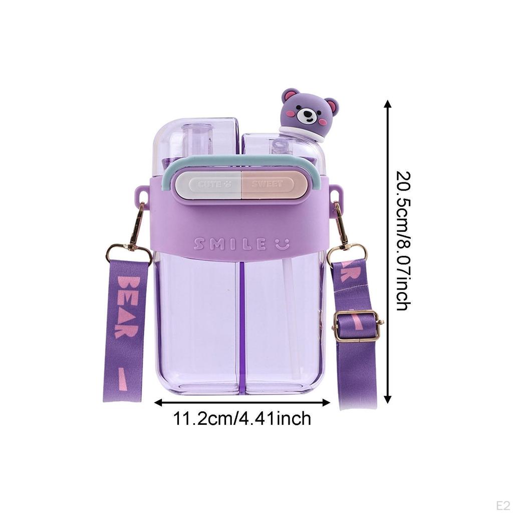 Water Bottle Double Compartments Funny with Strap Cute Drinking Cup Jug for Gym Work