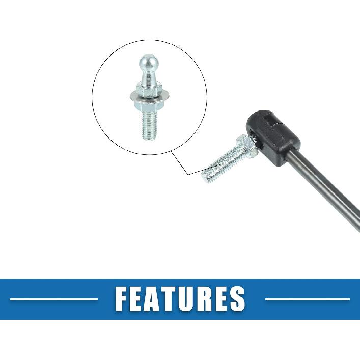 10mm Car Auto Strut Ball 5/16-18 Thread 1" Long Shank with Hardware Lock Nuts Washers for Gas Lift Support Strut End Fittings Metal Set of 2