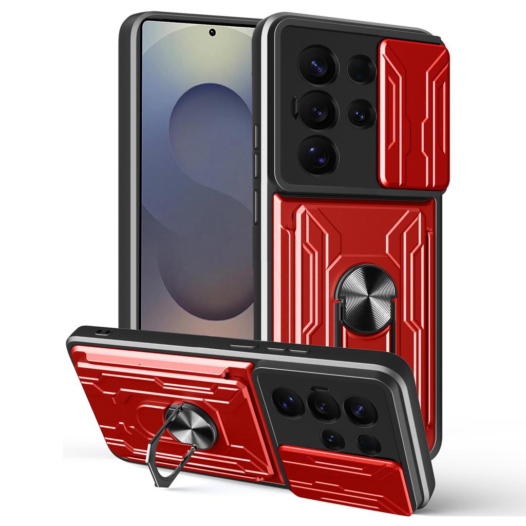 For Samsung Galaxy S25 Ultra Case PC+TPU Kickstand Phone Back Cover with Camera Slider