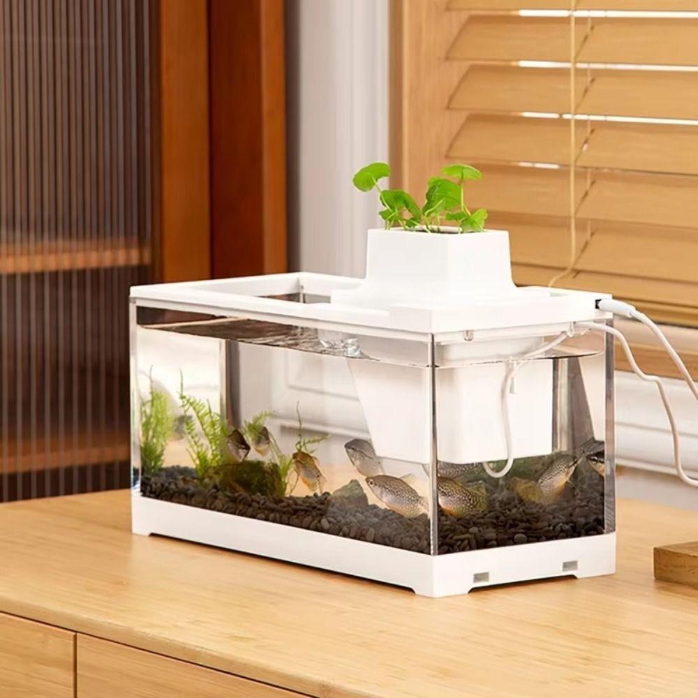 with Water Pump Aquarium Fish Box With LED Light Micro Landscape Fish Tank  Breeding