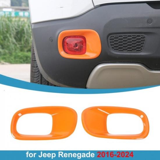 Rear Fog Light Lamp Frame Cover Trim Decor Guards for Jeep Renegade 2016+ Orange
