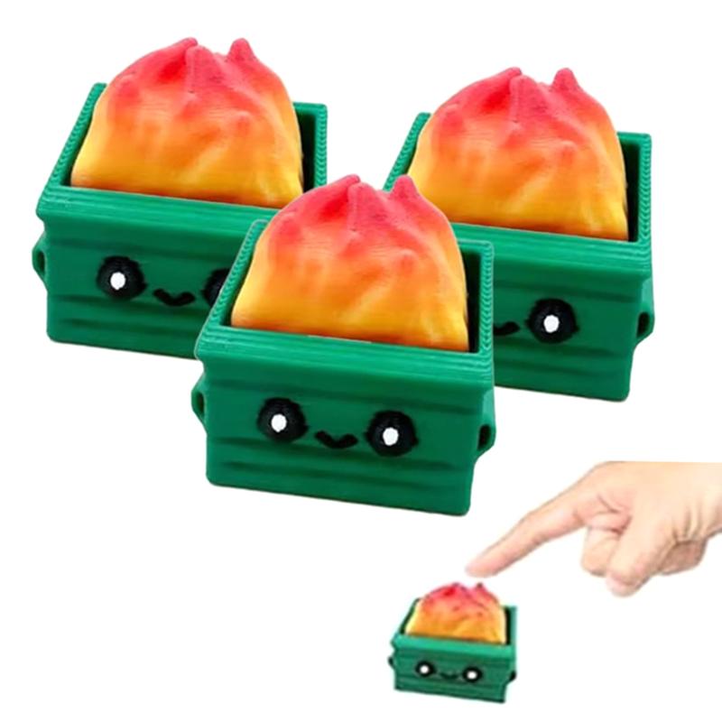3Pcs Dumpster Fire Clickie Fidget Emotional Support Office Desk Decor Keyboard Fidget Clicker Fidget Keychain Fidget Toy