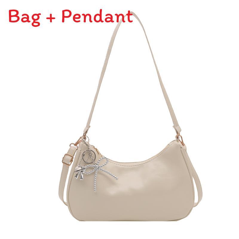 Street Style Pu Small Crossbody Bag With Solid Color And Bow Shaped Pendant Design For Daily Use