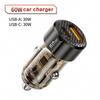 Car Charger Fast Charging PD 60W QC3.0 USB C Car Phone Charger Type C Adapter in Car for IPhone 1413 12 Xiaomi 13 12