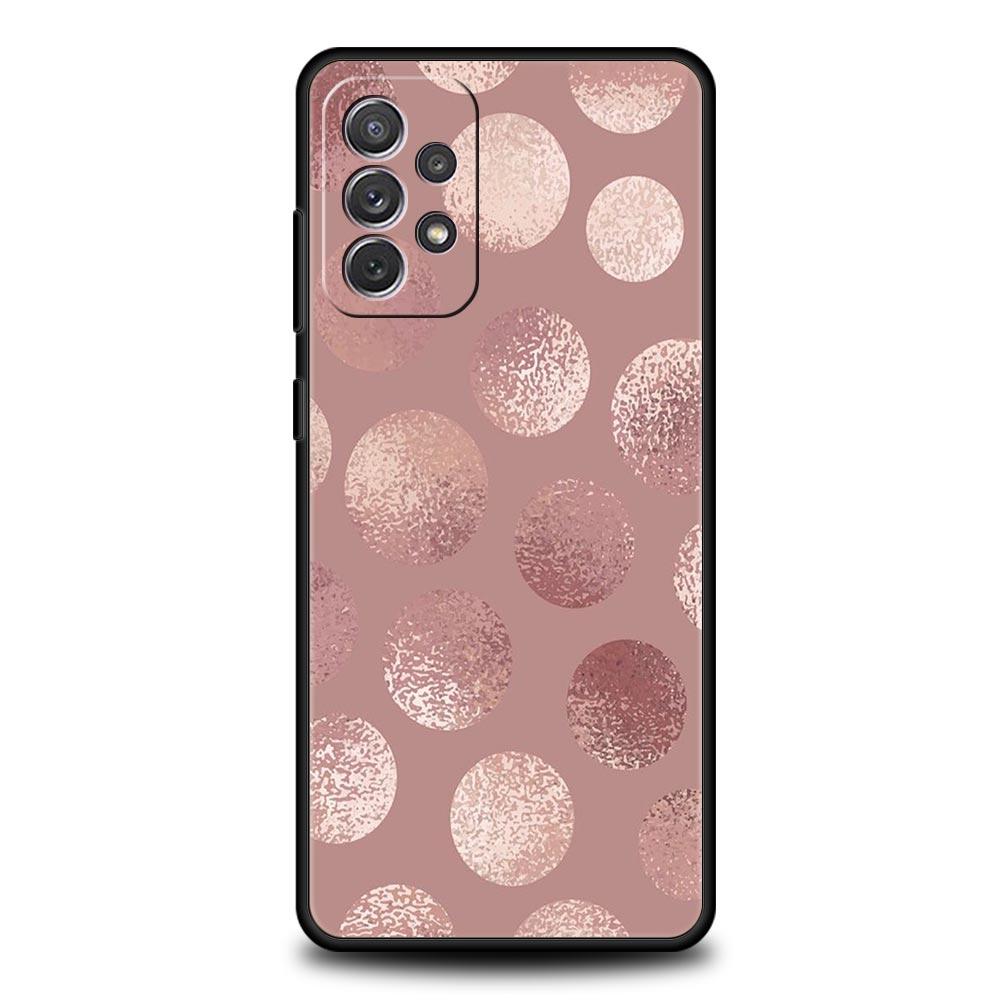 Gold Pink Rose Glitter Hearts Case for Samsung A17 A13 A15 A25 A35 A51 A55 A71 A21S A11 A31 A41 A23 A53 A73 5G A03S A05s Cover