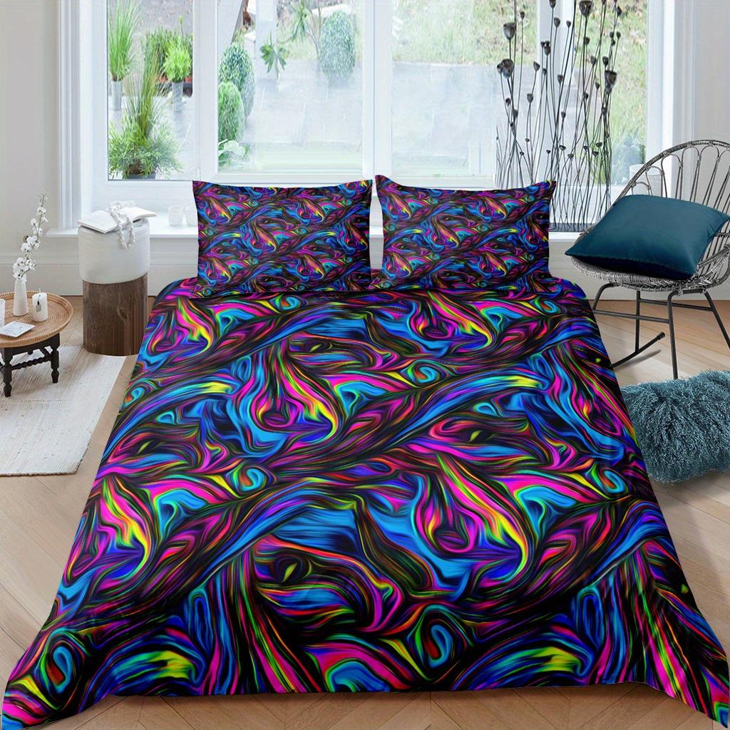 Psychedelic Abstract Art Duvet Set Bedding Set Three-Piece Digital Printing Bedroom Decoration