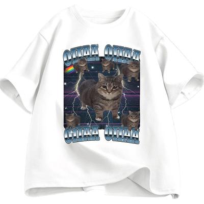 Funny Viral Oia Cat Meme Graphic T Shirt for Men Women Silly Cats T-shirt Oiiaa Oiiaa Cat Unhinged Shirt Harajuku Clothes Summer