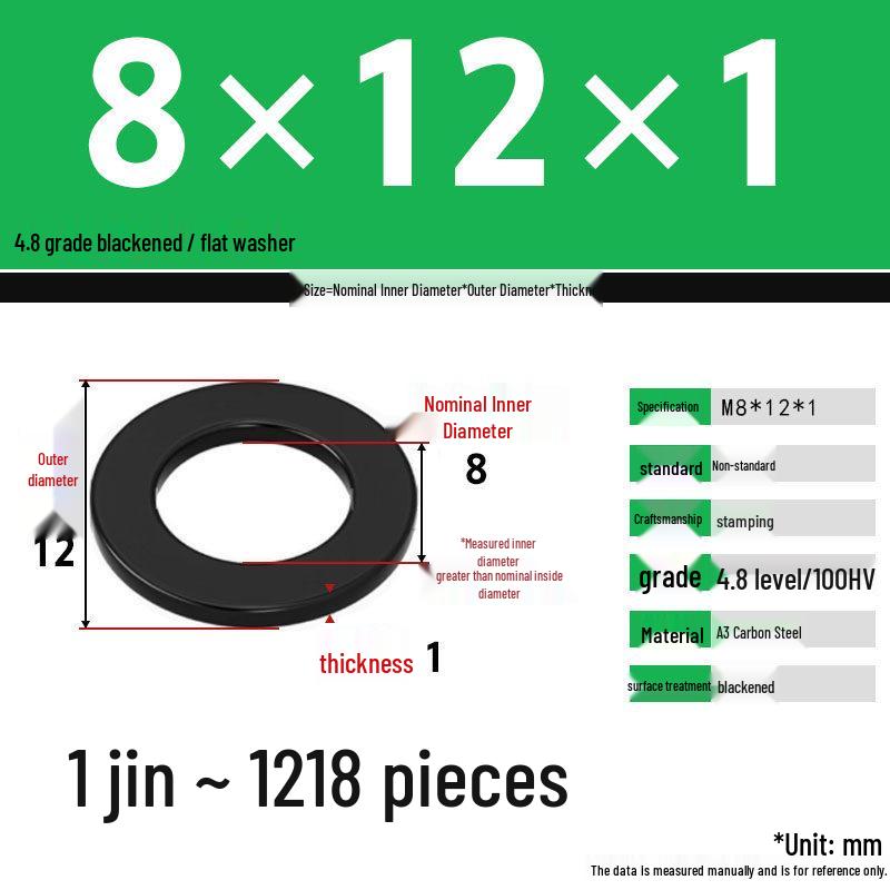 Blackened Enlarged Thickened Metal Washer - M3-M42