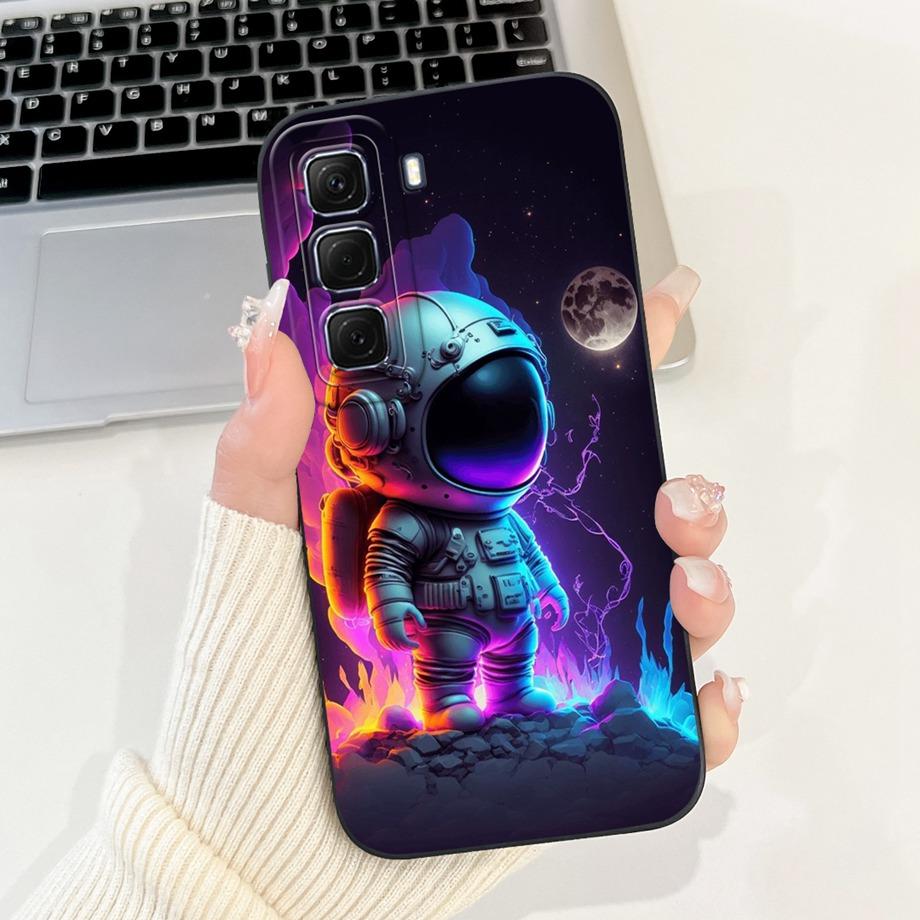 For Infinix Hot 50 50i 4G X6882 X6531 Case Liquid Silicone Soft TPU Back Cover Hot50 Hot50i Phone Funda Gothic Black Night Shell