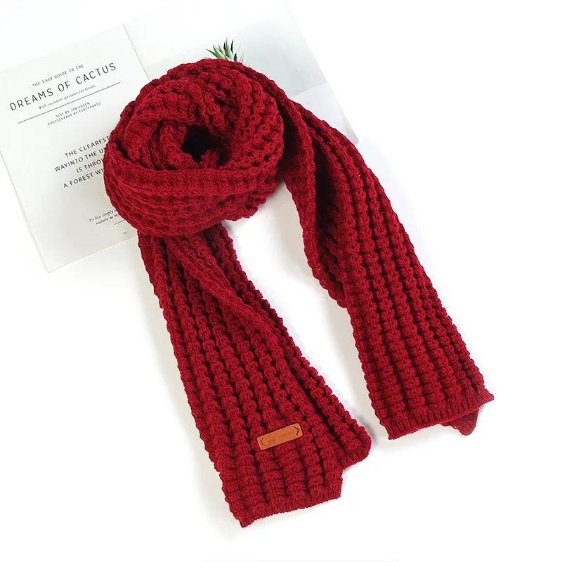Customized New Year's scarf, red wool knitted scarf, women's autumn and winter versatile warm student scarf
