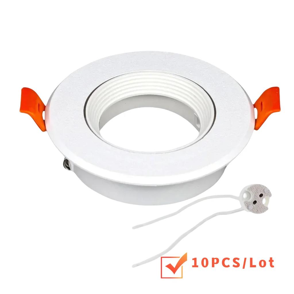 Round White Recessed LED Ceiling Light Spotlight Fixture GU10 MR16 Lampholder Downlight Fitting Adjustable Frame Housing Fixed