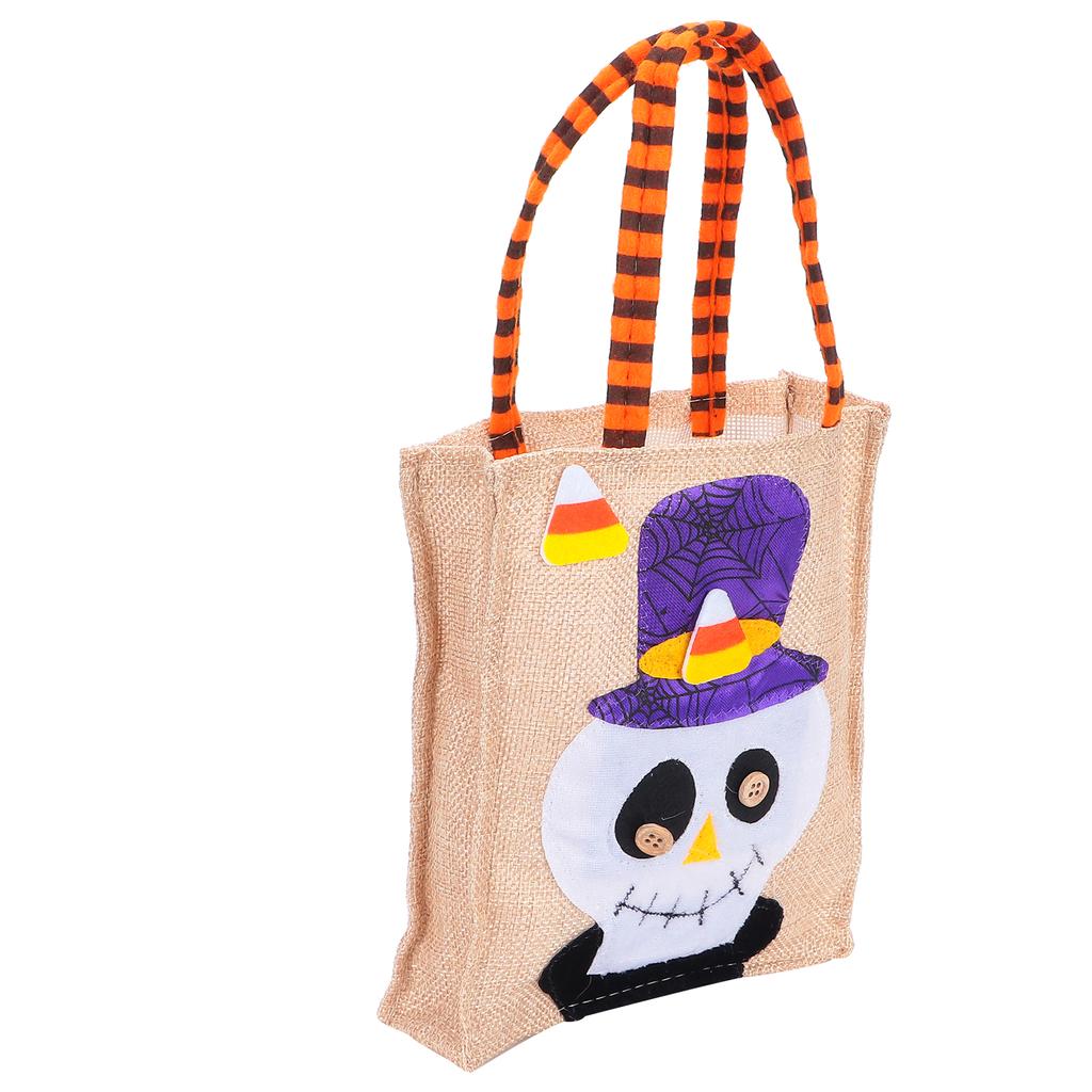 Halloween Tote Bag Gunny Cloth with Handle 4 Patterns Thanksgiving Bags for Trick Treat